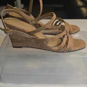 Ann Taylor Factory Cork Strappy Sandals Wedges